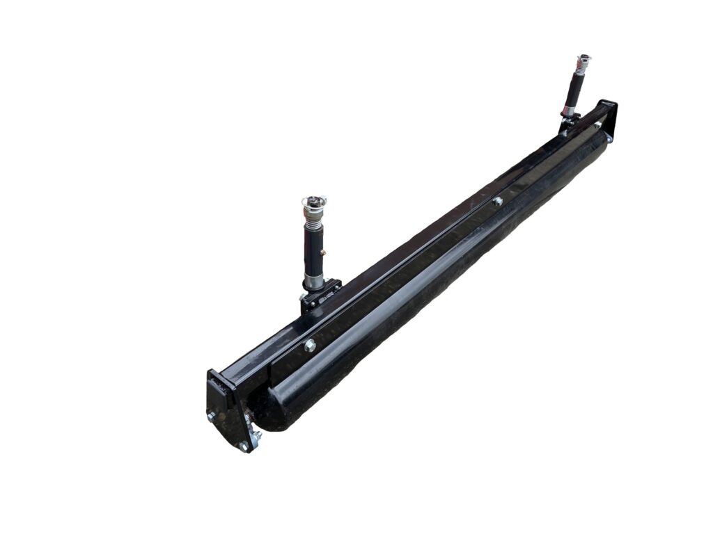 Long black metal rail with two vertical posts and spring mounts at the ends on a white background.